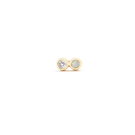 Infinity Stud with White Sapphire and Opal