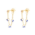 Indigo Beaded Cha-Cha Earrings with Pink Sapphire