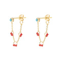 Red Beaded Cha-Cha Earrings with Turquoise
