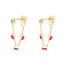 Red Beaded Cha-Cha Earrings with Turquoise