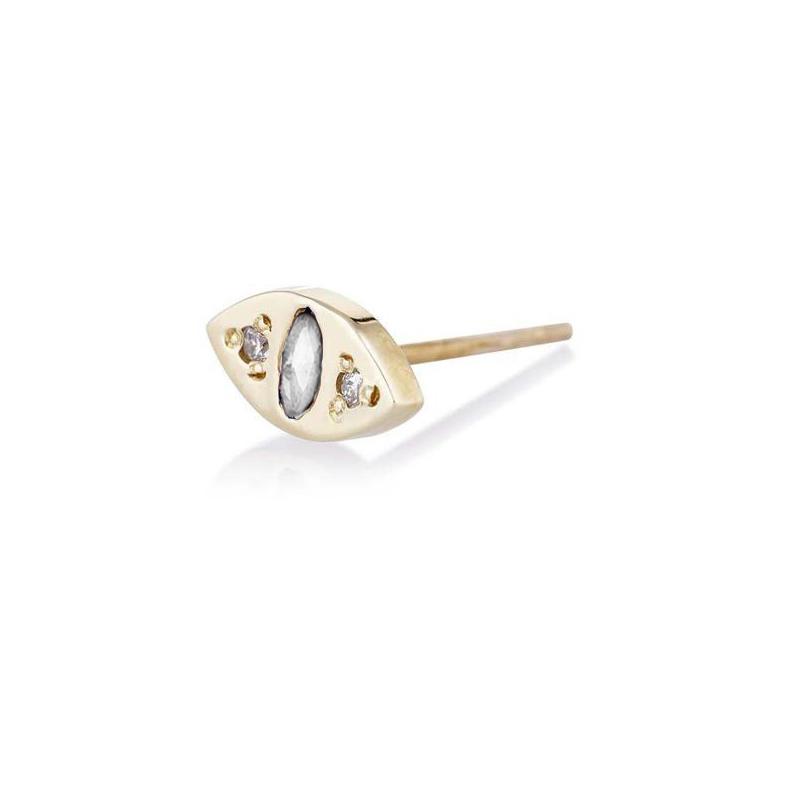 Cat Eye Stud in Gold with Diamonds