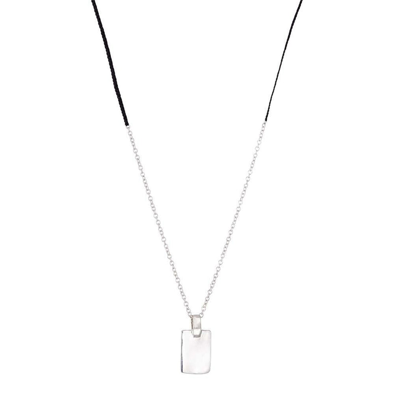 Braided Tag Necklace in Silver
