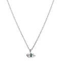 Cat Eye Necklace in Silver with Emerald