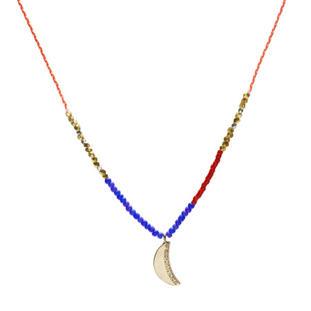 Half Moon Trinket Necklace with Diamonds