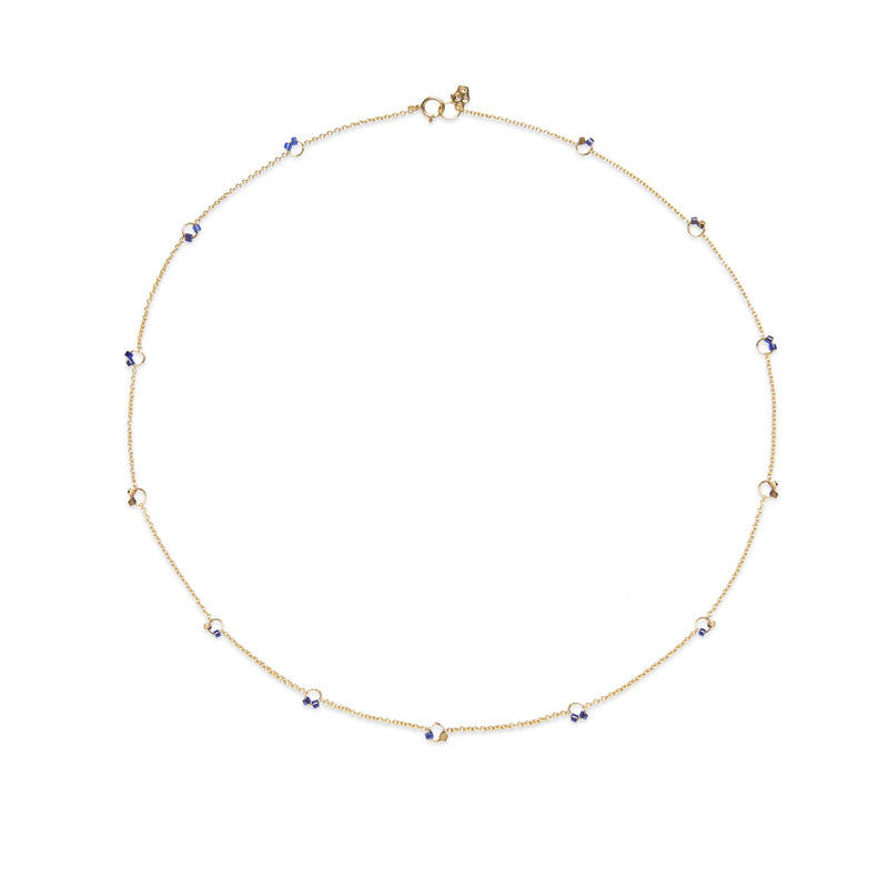 Beaded Cha-Cha Necklace in Indigo