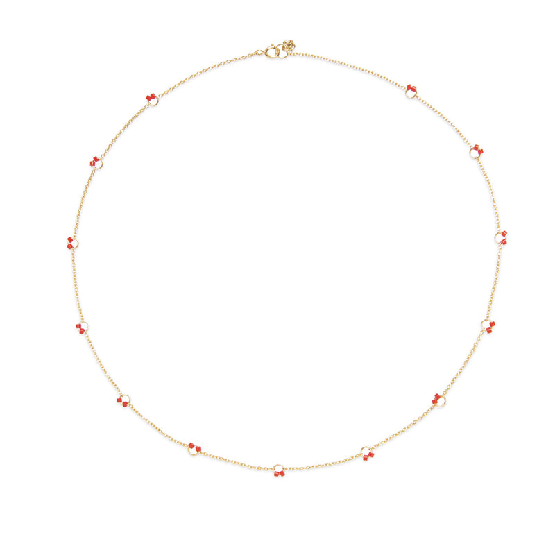 Beaded Cha-Cha Necklace in Red