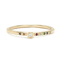 Seven Stone Stack Band in Gold with Mixed Stones and Diamond Bezel