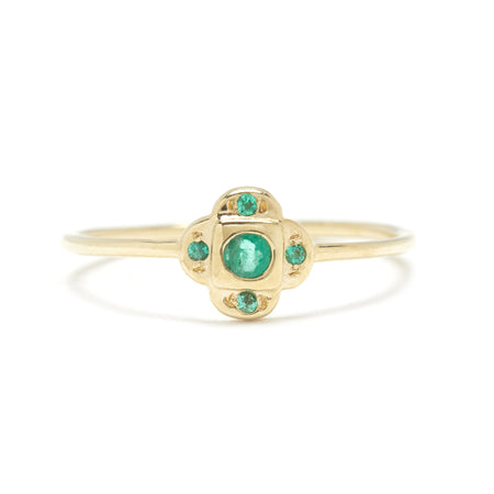Endless Knot Ring in Gold with Emeralds