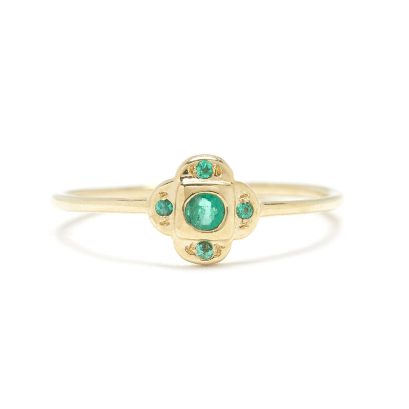 Endless Knot Ring in Gold with Emeralds