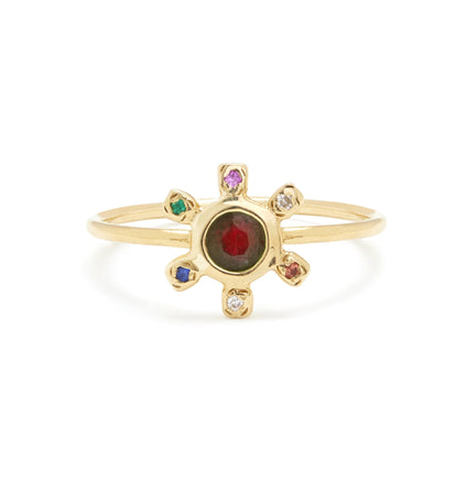 Pinwheel Ring with Garnet