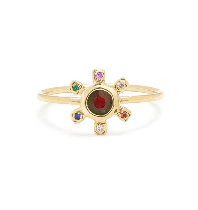 Pinwheel Ring with Garnet