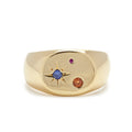 Seal Signet Ring with Mixed Stones in Gold Vermeil