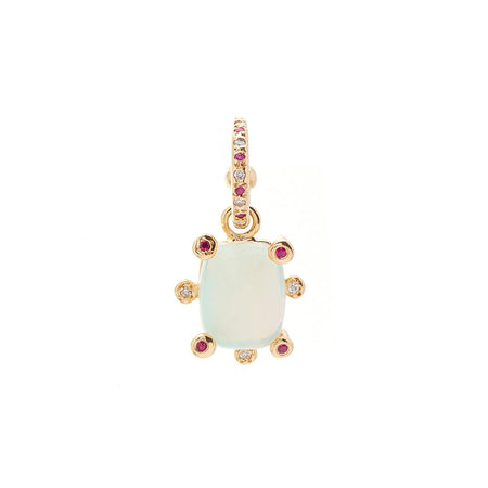 Opal Genie Charm on Ruby Alternating Hoop