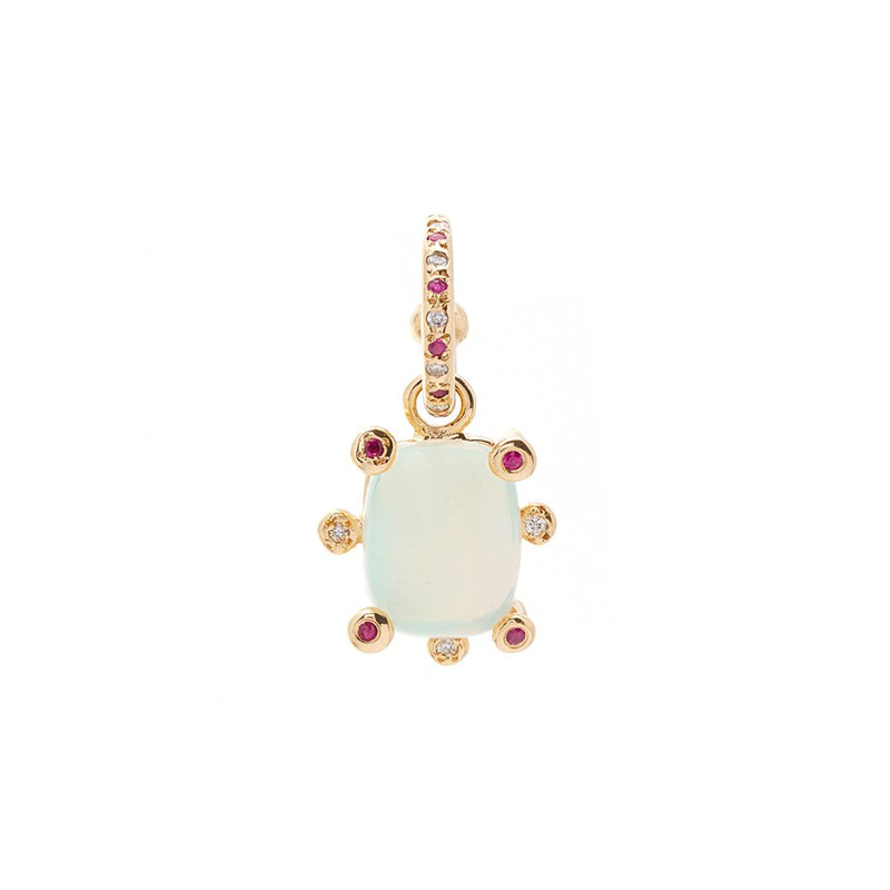 Opal Genie Charm on Ruby Alternating Hoop