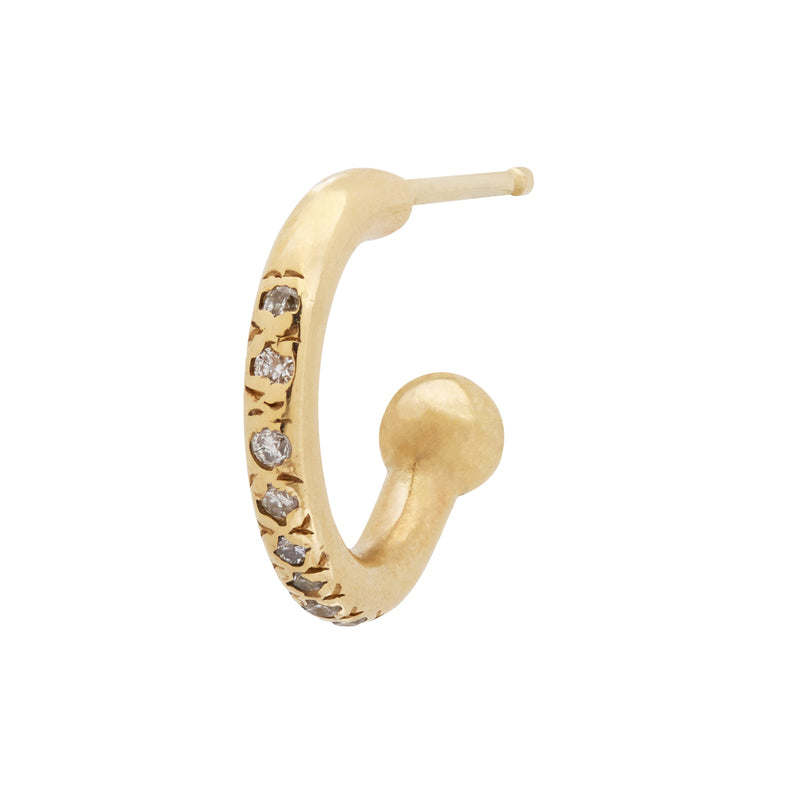 A Mini Hoop in Gold with Diamonds