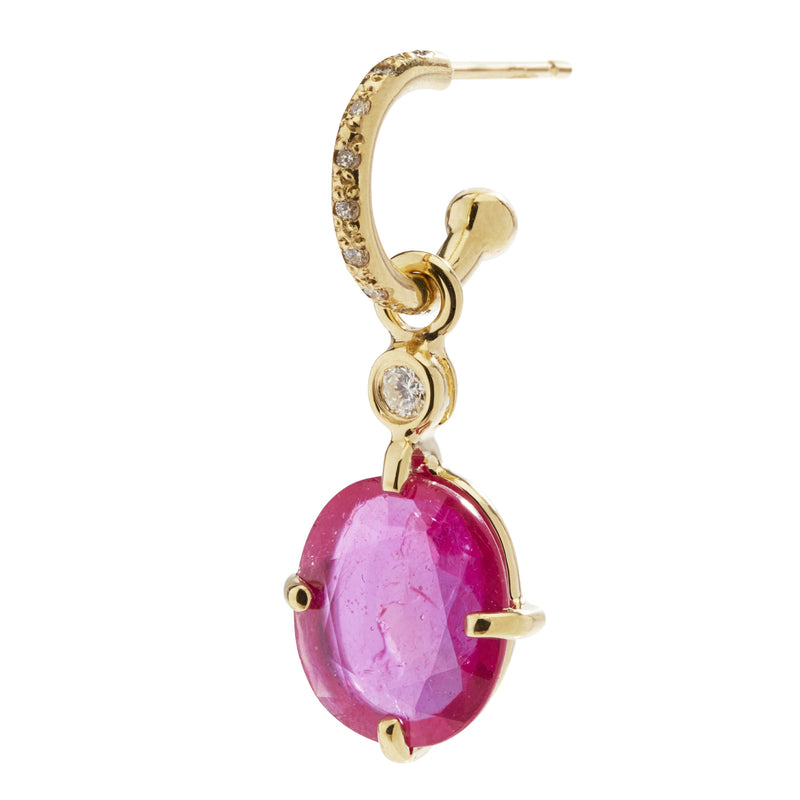 Diamond Hoop with Ruby Alice Charm