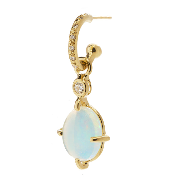 Diamond Hoop with Opal Alice Charm