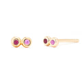 Tiny Infinity Stud with Ruby and Pink Sapphire
