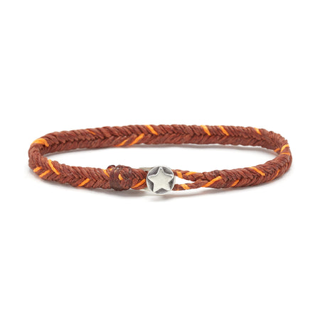 Classic Fishtail Star Button Bracelet in Rust and Neon Orange Fleck