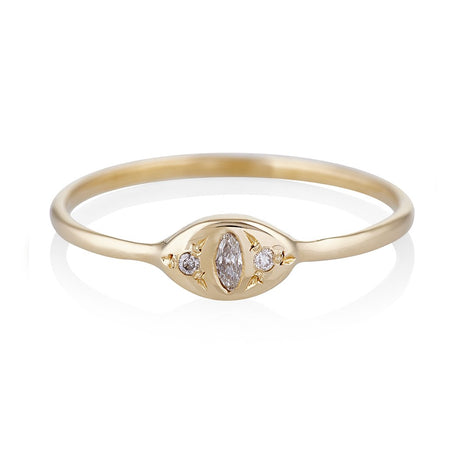 Cat Eye Ring in Gold with Diamonds