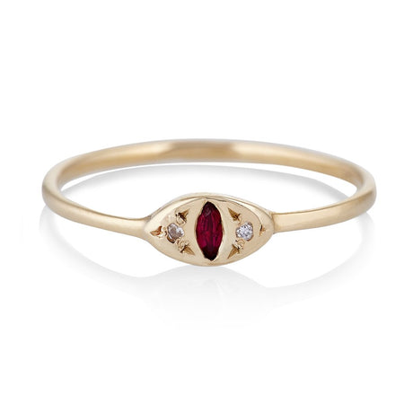Cat Eye Ring in Gold with Ruby