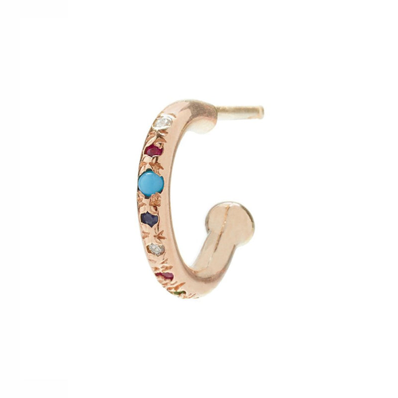A Mini Hoop in Gold with Mixed Stones