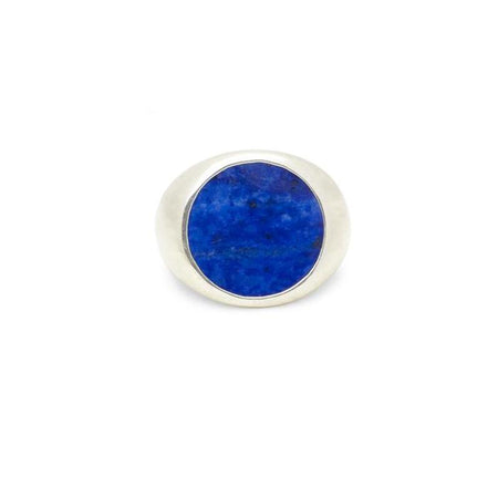 Classic Tablet Ring in Silver with Lapis Front View