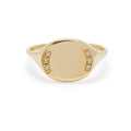 Small Oval Signet Ring in Gold with Diamonds