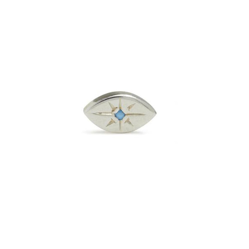 Tiny Evil Eye Stud in Silver with Turquoise