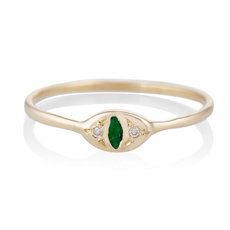 Cat Eye Ring in Gold with Emerald