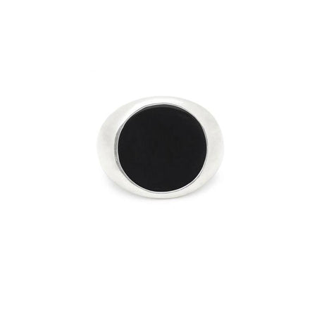 Classic Tablet Ring in Silver with Onyx Front View
