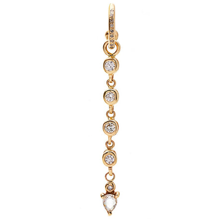 Diamond Hoop and Bezel Drop Earring Charm