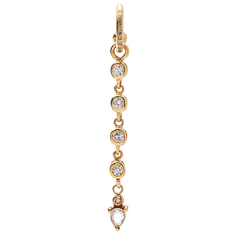 Diamond Hoop and Bezel Drop Earring Charm